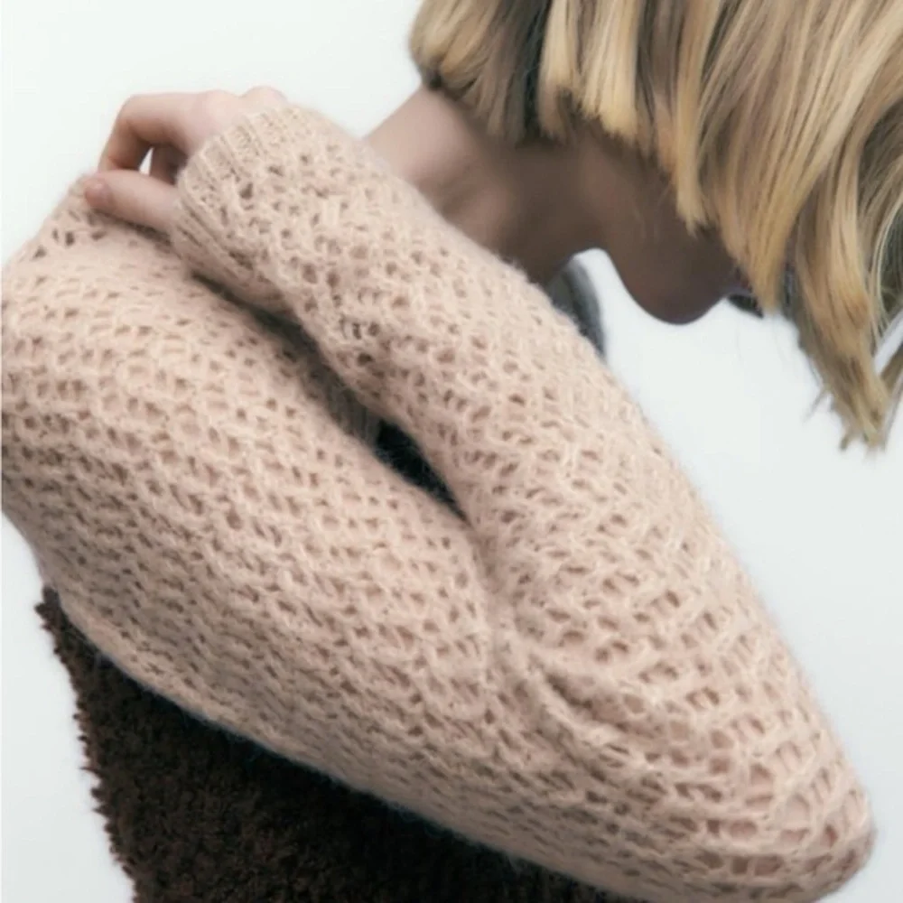 Zara sweater crop knit wool blend dainty fairy ethereal natural grunge Sz M NWOT